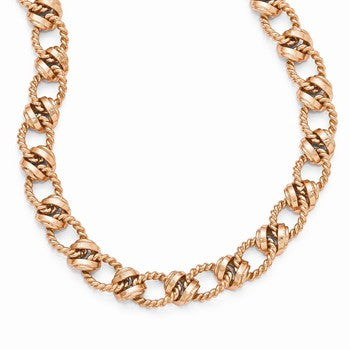 Bronze/Yellow Bronze Rose-Tone Rhodium-Plated Link Necklace
