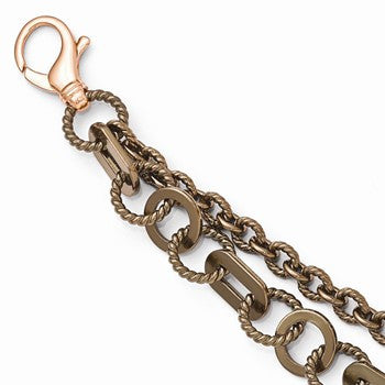 Bronze/Yellow Bronze Textured Brown & Rose-Tone Necklace