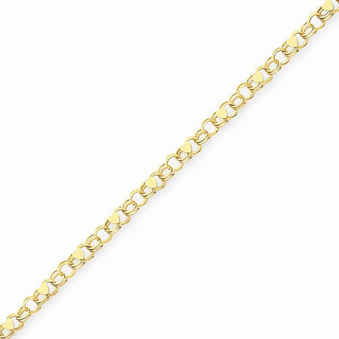 14K Yellow Gold Double Link Heart Charm