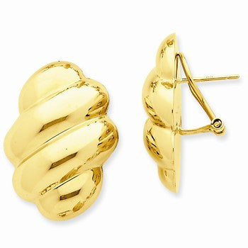 14k Yellow Gold Polished Fancy Omega Back Post Earrings
