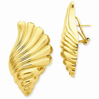 14k Yellow Gold Polished Swirl Omega Back Post Earrings