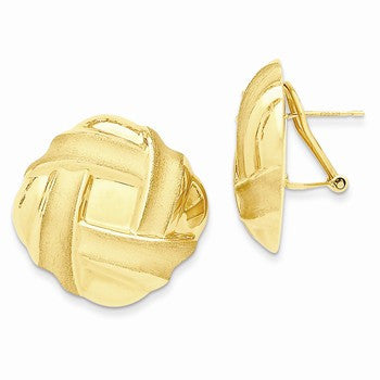14k Yellow Gold Polished Satin Omega Back Post Earrings
