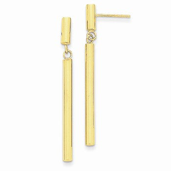 14k Yellow Gold Fancy Dangle Round Tube Earrings