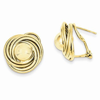 14k Yellow Gold Polished Fancy Omega Back Post Earrings