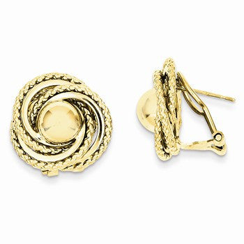 14k Yellow Gold Polished Twisted Fancy Omega Back Post Earrings