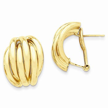14k Yellow Gold Polished Fancy Omega Back Post Earrings