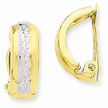 14k Yellow Gold Polished Rhodium Non-pierced Earrings