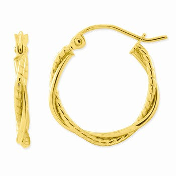 14k Yellow Gold Polished 2.25mm Twisted Hoop Earrings