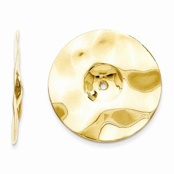 14k Yellow Gold Polished Hammered Disc Earring Jackets