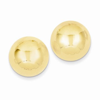 14k Yellow Gold Polished 16mm Half Ball Post Earrings