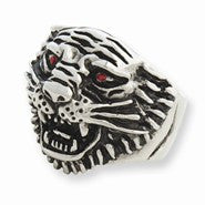 Stainless Steel Roaring Tiger with Red CZ Eyes Ring