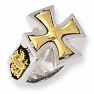 Stainless Steel Bronze Maltese Cross Ring