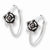Stainle Steel Rose w/CZ Hoop Earrings