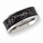 Stainless Steel Signature Black Acrylic 8mm Ring