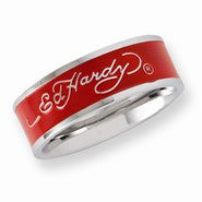 Stainless Steel Signature Red Acrylic 8mm Ring