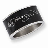 Stainless Steel Signature Black Acrylic 11.5mm Ring