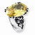 Stainless Steel Yellow Oval CZ with Flower Ring