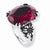 Stainless Steel Red Oval CZ with Flower Ring