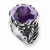 Stainless Steel Round Purple CZ and Fish Ring