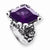 Stainless Steel Purple CZ with Rose on Sides Ring