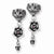 Stainle Steel Tiger, Rose w/CZ Mini Skull Dangle Earrings