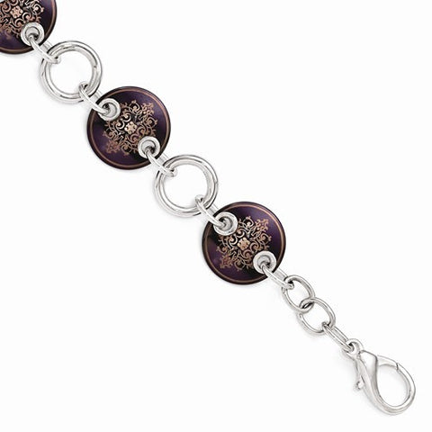  Black Titanium & Sterling Silver Anodized Copper Color Bracelet