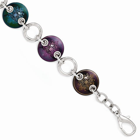 Black Titanium & Sterling Silver Anodized Multi Color Bracelet