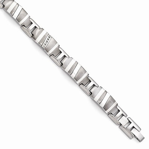 Titanium & Sterling Silver Diamond Link Bracelet