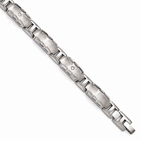 Titanium Facet Edge Diamond Brushed & Polished Link Bracelet