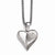 Titanium/Silver Two-Tone Wht Shapphire Heart Silver Bezel & Ext Stainle Necklace