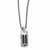 Titanium/Silver Two-Tone Black Ti Cable &Black Dia Silver Bezel Pendant Neckl Pendant, 20 inch