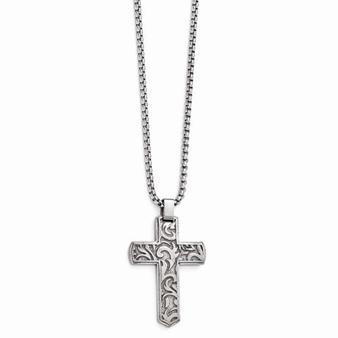 Titanium Casted Cross Pendant On Necklace