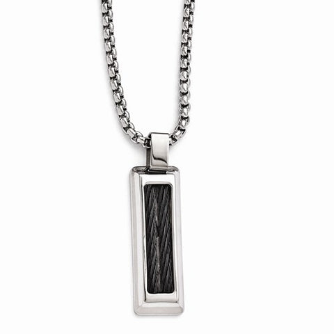 Titanium & Cable Pendant On Necklace
