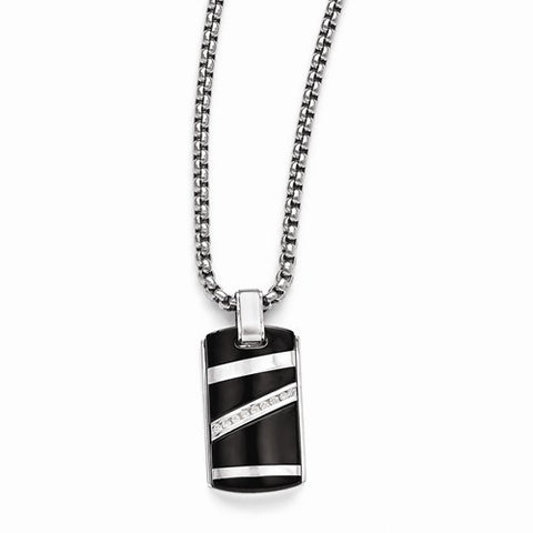 Titanium/Silver Two-Tone Black Ti Ctw Dia Pendant On Necklace