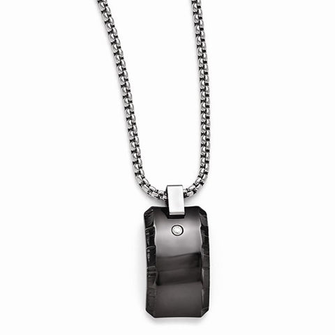 Titanium Black Ti Ctw Diamond Polished Pendant On Necklace