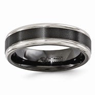 Black Titanium -Traction Finish with Polished Edge 6.5mm Wedding Band