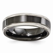 Black Titanium Grey Edges 6.5mm Wedding Band