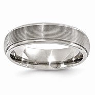 Titanium Brush & Polished Textured Domed 6mm Wedding Band