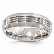 Titanium Polished Grooved 7mm Wedding Band