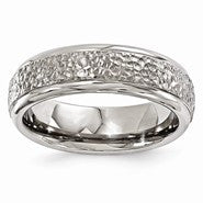 Titanium Polished & Brushed Hammered 7mm Wedding Band