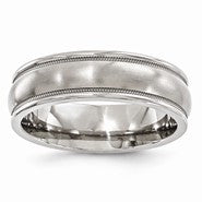 Titanium Polished & Brushed Milgrain 6.5mm Wedding Band