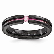 Black Titanium Pink Sapphire & Pink Anodized 4mm Wedding Band
