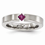 Titanium Satin Rhodolite Garnet 4mm Wedding Band