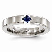 Titanium Satin Sapphire 4mm Wedding Band