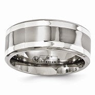 Titanium with Sterling Silver Inlay 9mm Wedding Band