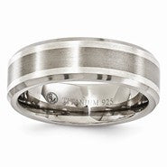 Titanium Brushed with Sterling Silver Inlay 7mm Wedding Band
