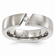 Titanium Brushed Diamond 6mm Wedding Band