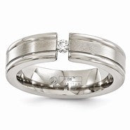 Titanium Diamond Polished & Brushed 6mm Wedding Band