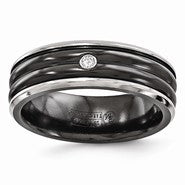 Black Titanium w/Sterling Silver Bezel 7mm Wedding Band