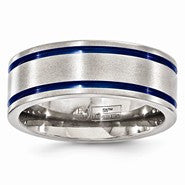Titanium Double Groove Blue Anodized 8mm Wedding Band
